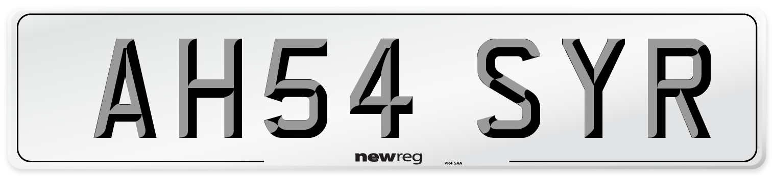 AH54 SYR Number Plate from New Reg
